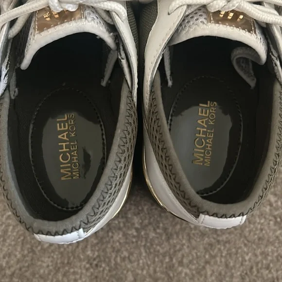 Michael Kors Mesh Sage and Gold Platform Sneakers Size 10 - Picture 5 of 12